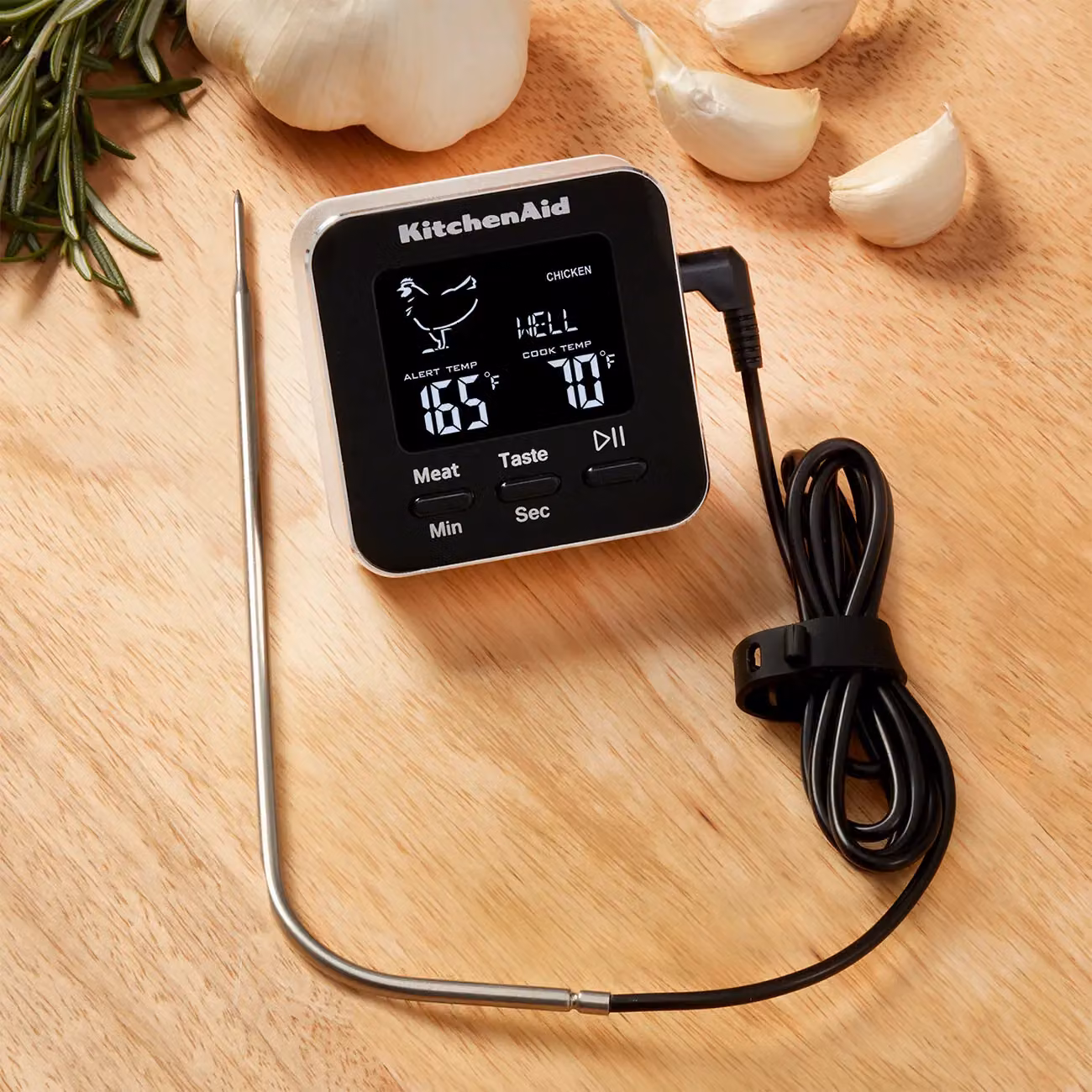 KitchenAid Digital Kitchen Thermometer with Timer and Leave-In Oven Probe in Black – 6