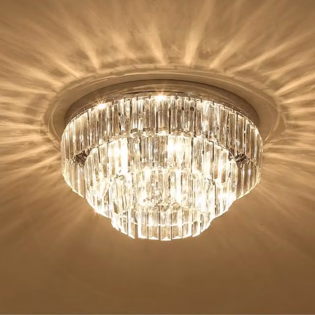 HOMCOM Crystal 7-Light Chrome Ceiling Chandelier in Transparent