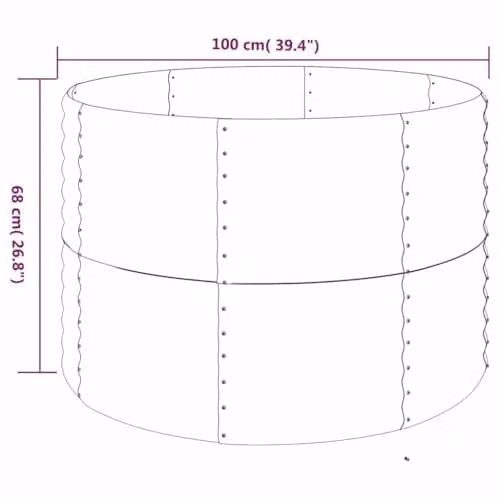 vidaXL Grey Steel Garden Planter Tub W/D/H: 100 x 100 x 68 cm – 3