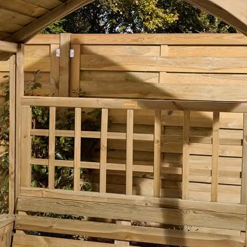 Rowlinsons Sherwood Garden Arbour in Brown Pine Wood, W: 161 cm, D: 66.5 cm, H: 211.5 cm – 3