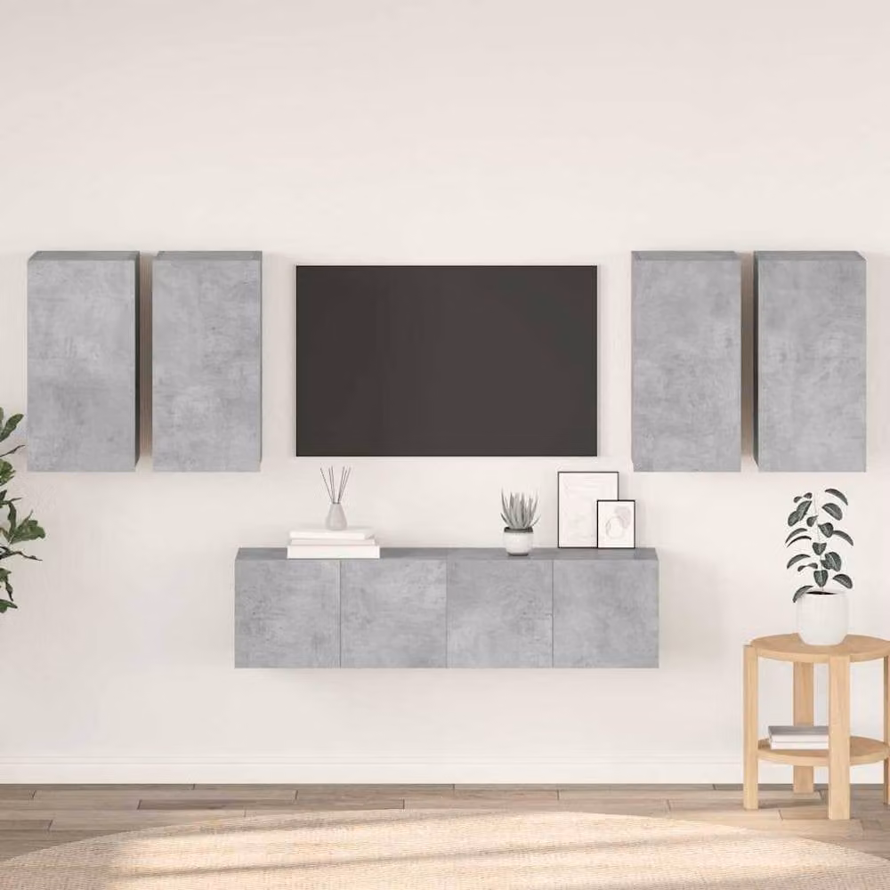 Berkfield Home Practical 6 Piece TV Cabinet Set in Concrete Grey Engineered Wood – 2