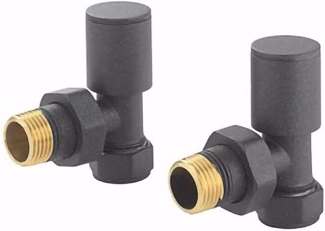 Balterley Modern Angled Radiator Valves in Grey Anthracite Brass – 1