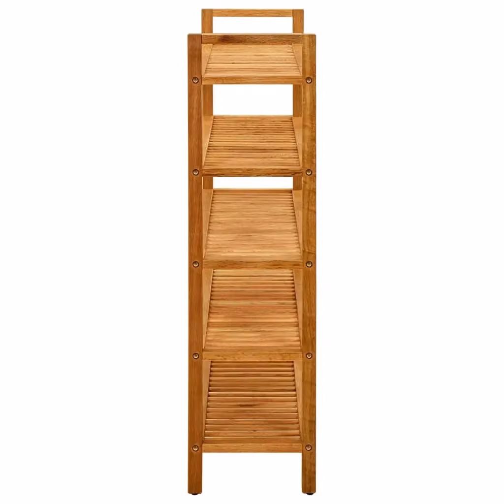 Berkfield Home 5-Shelf Solid Oak Wood Shoe Rack in Brown, W/D/H: 100 x 27 x 100 cm – 2