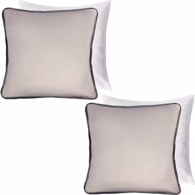 OHS 2 Pack Matte Velvet Piped Cushion Covers in Light Grey, W x D: 45 x 45 cm – 1