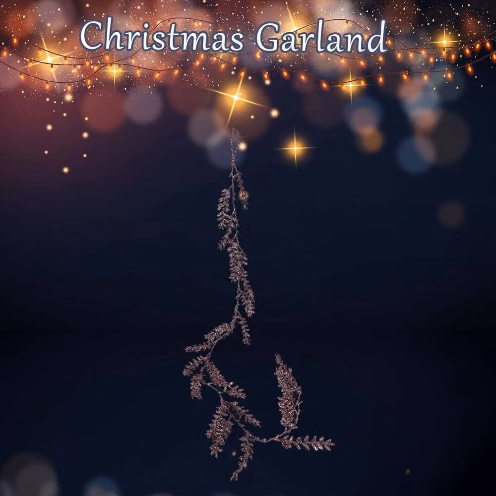 VFM e-Store Gold Glitter Leaves Garland Decoration for Christmas and Parties, W: 8 cm, L: 150 cm – 2