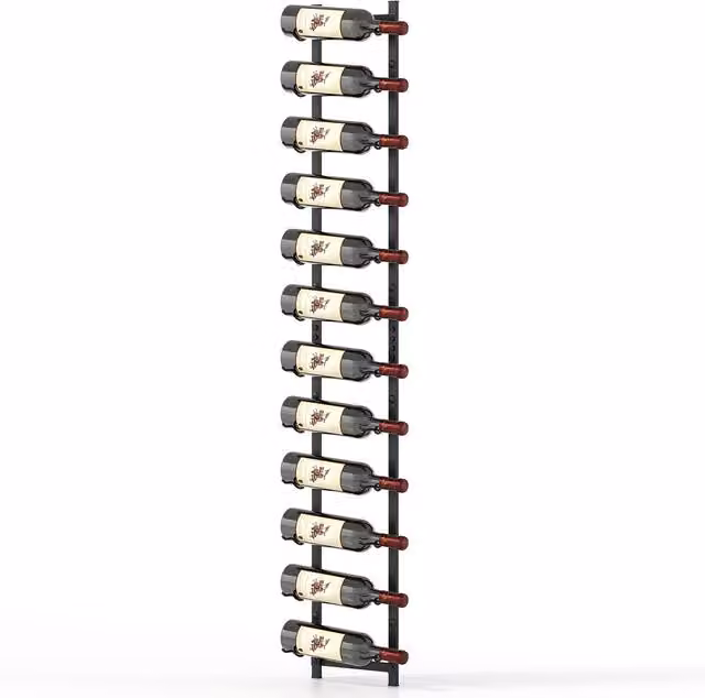 COSTWAY Modern Black Metal Wall Mounted Hanging Wine Display Rack