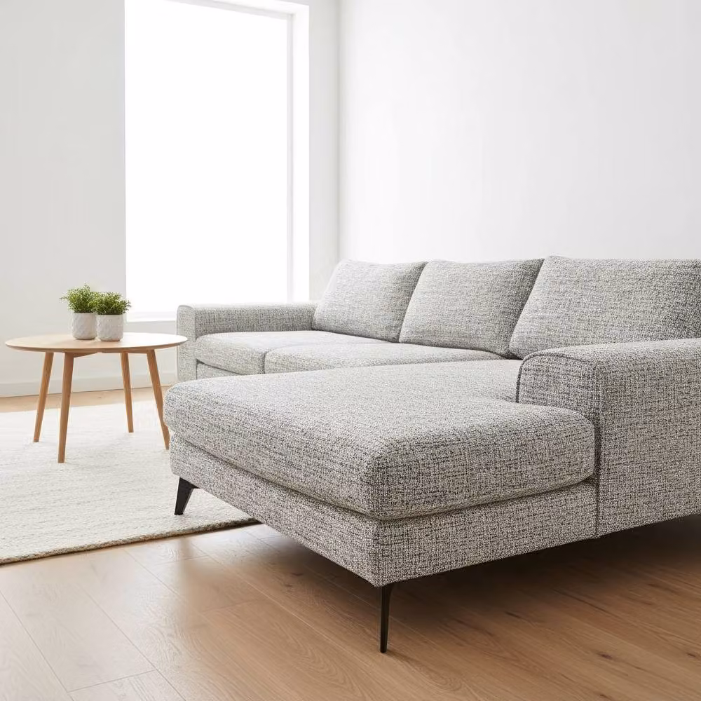 Abakus Direct Venice Chenille L-Shaped Corner Sofa in Light Grey, Right Hand Facing – 2
