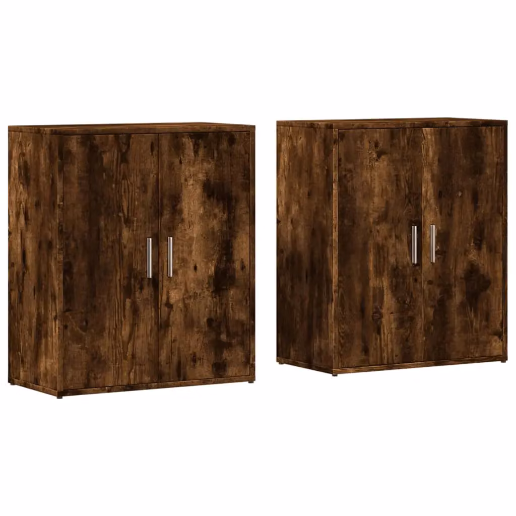 Berkfield Home Set of 2 Smoked Oak Sideboards in Brown, W/D/H: 60 x 31 x 70 cm – 2