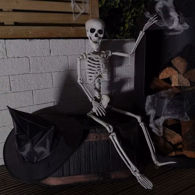 Samuel Alexander White Posable Full Body Halloween Skeleton Decoration with Movable Joints, Height: 90 cm