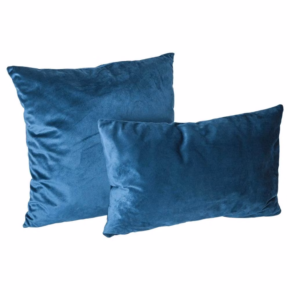 Havendro Set of 6 Blue Rectangular Velvet Cushions with Removable Covers, W: 60 cm, H: 40 cm – 2
