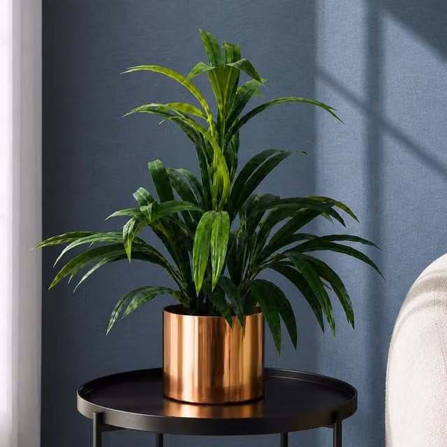 Botanik Premium Artificial Green Bamboo Shrub Plant with Copper Planter, Height: 65 cm