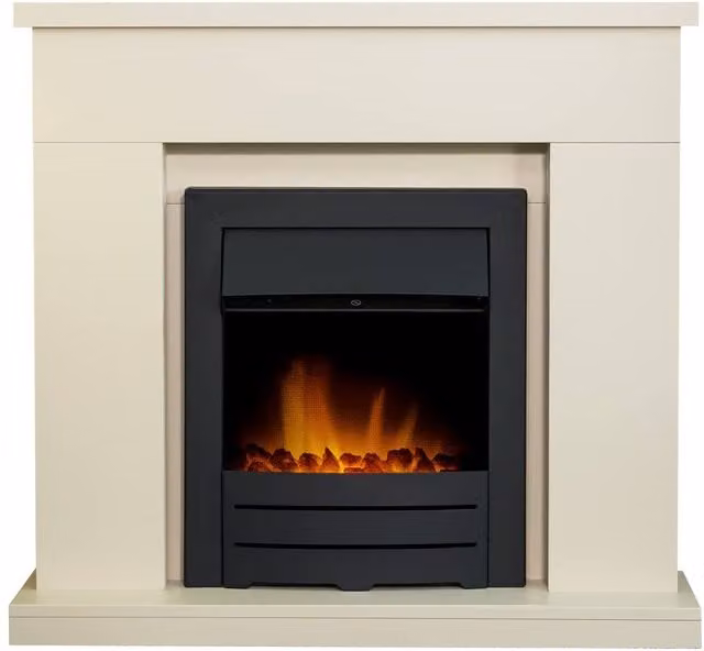 Adam Fires & Fireplaces Lomond Stone Effect Fireplace with Colorado Electric Fire in Black, 39 Inch – 1