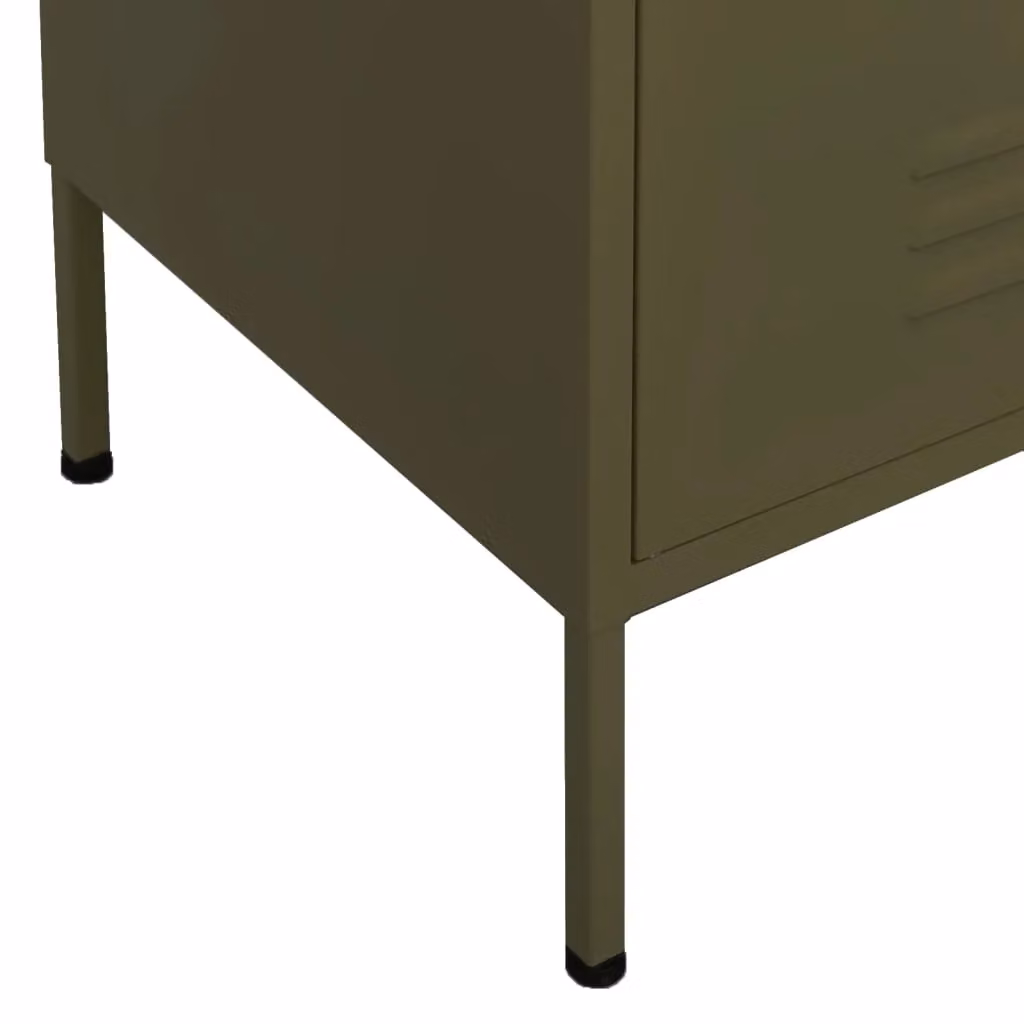Berkfield Home Freestanding Metal Storage Cabinet in Matt Olive Green, W/D/H: 80 x 35 x 101.5 cm – 3