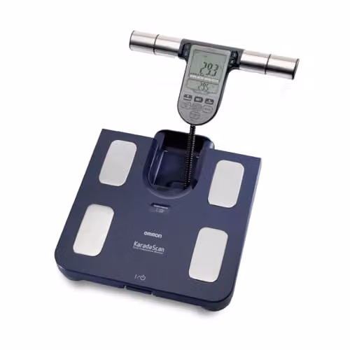 Omron BF511 Blue Personal Body Composition Monitor with 8-Sensor Digital Display for Measuring Body Fat, BMI, Muscle Mass, Visceral Fat and BMR – 1