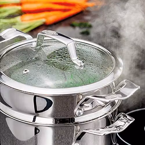 Stellar 3 Tier Stainless Steel Steamer Set in Silver with 18cm Base Pan, Steamers and Lid – 2