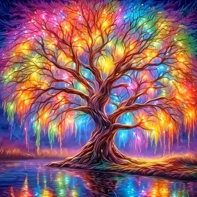 Syntego Rainbow Tree Diamond Painting Kit for Adults, Multicolour