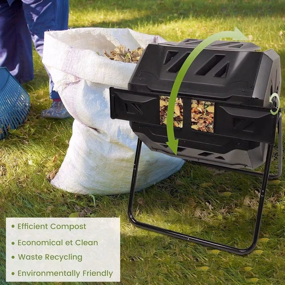 FLAVORA 160L Dual Chamber Composter Tumbler Bin in Black – 3
