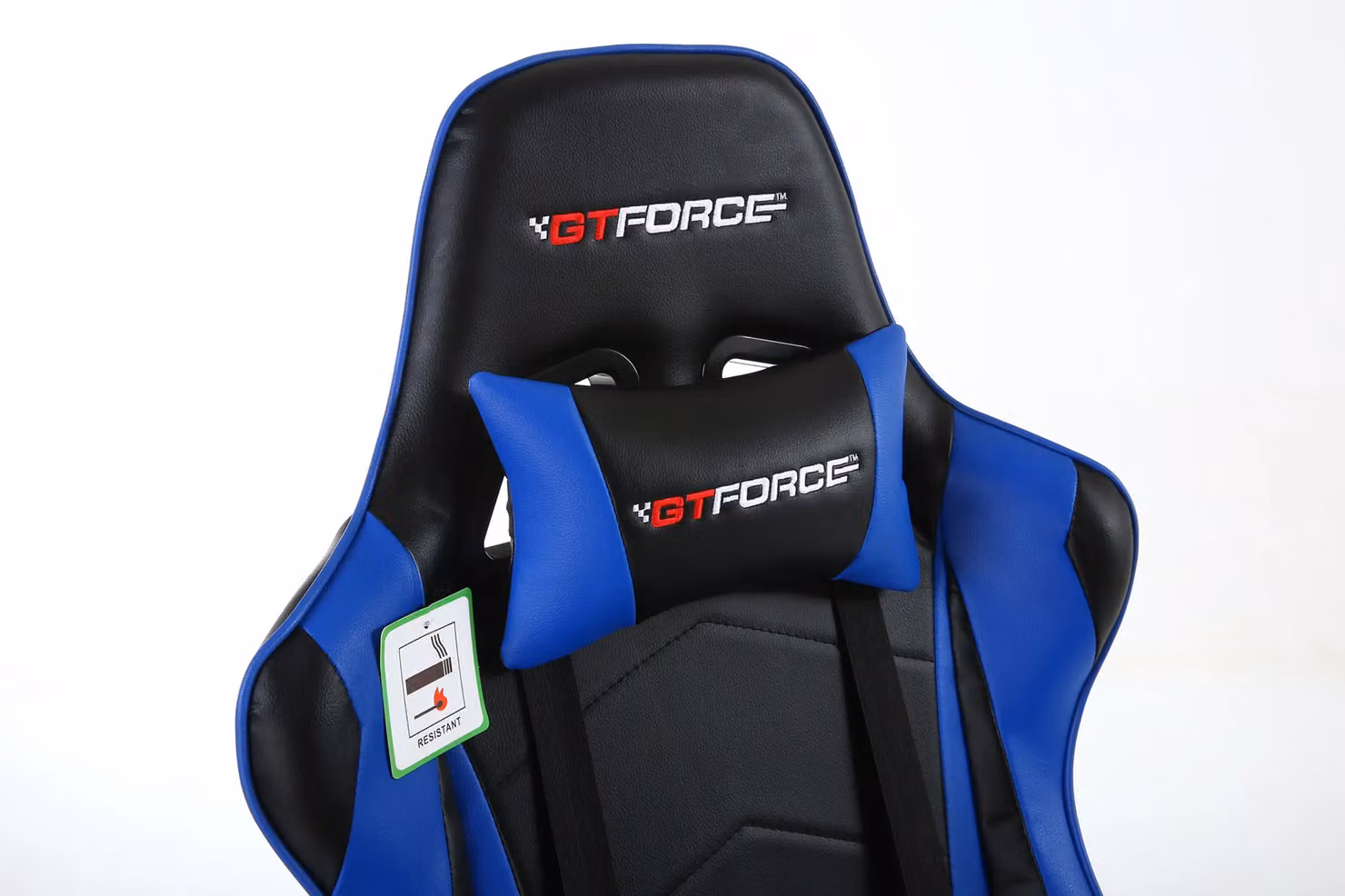 GTForce Pro FX Reclining Sports Racing Gaming Chair in Blue with Synthetic Leather and Headrest – 2