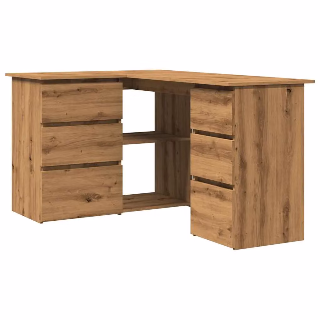 Berkfield Home Corner Desk in Artisan Oak Brown, W/D/H: 145 x 100 x 76 cm – 2