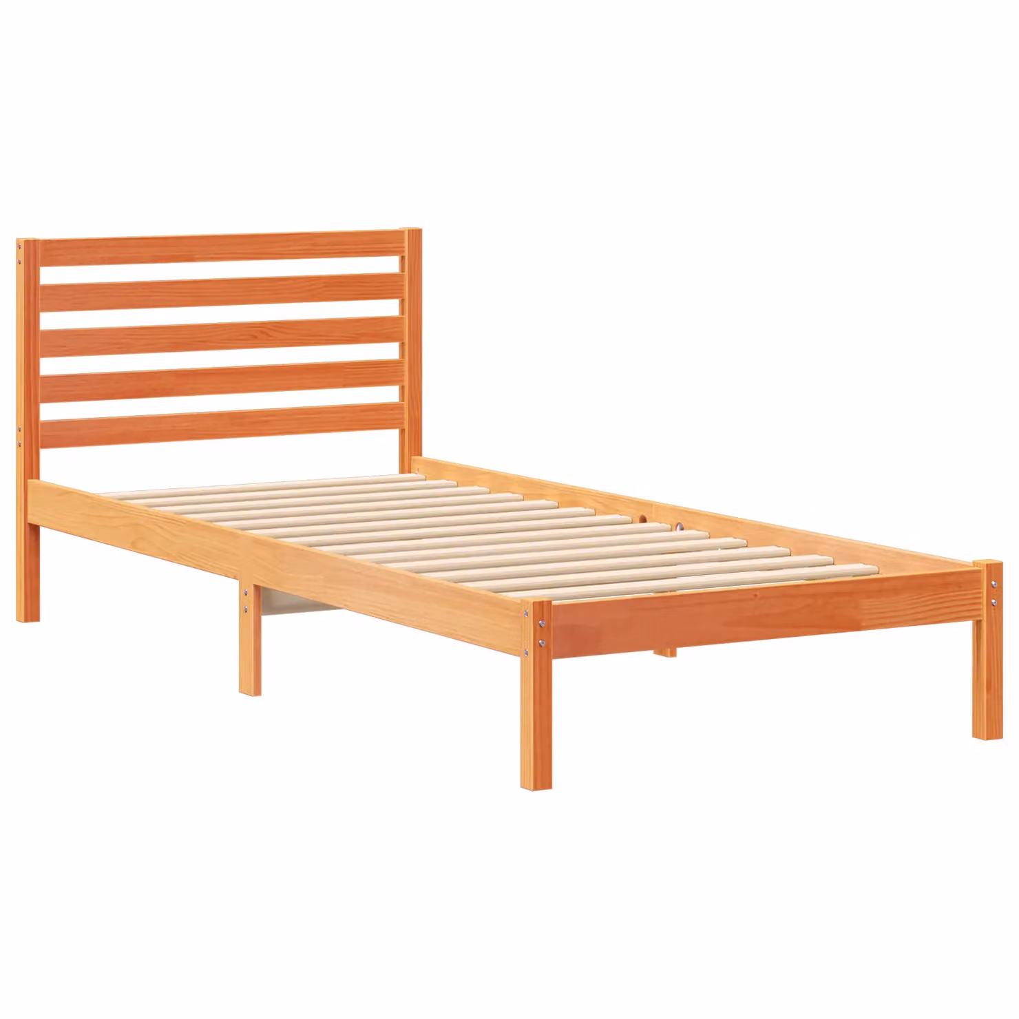 Berkfield Home Solid Pine Wood Bed with Headboard in Wax Brown, W/H: 80 x 220 cm – 2