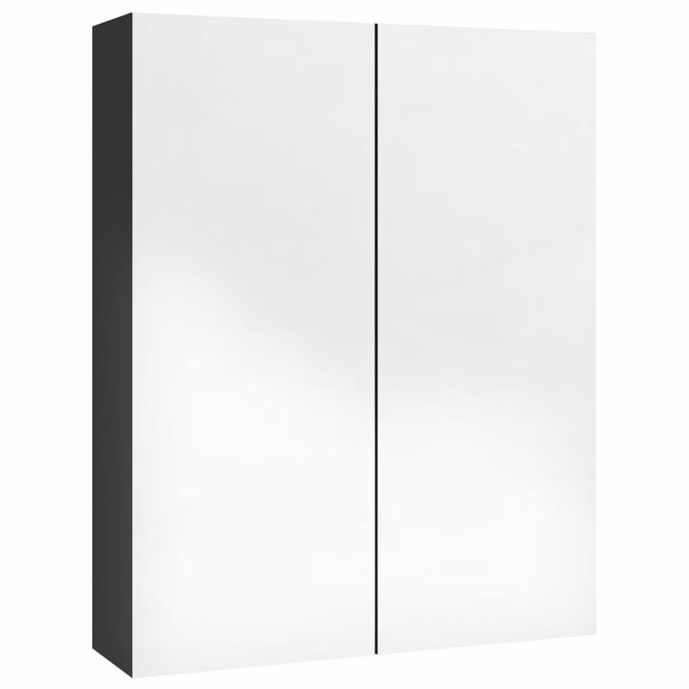 Berkfield Home Modern Glossy Black Bathroom Mirror Cabinet with Glass Doors and Internal Shelves, W/D/H: 60 x 15 x 75 cm – 4