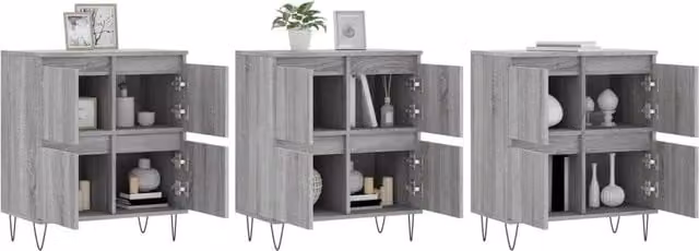 Berkfield Home 3-Piece Sideboard Set in Grey Sonoma Engineered Wood, W/D/H: 180 x 35 x 70 cm