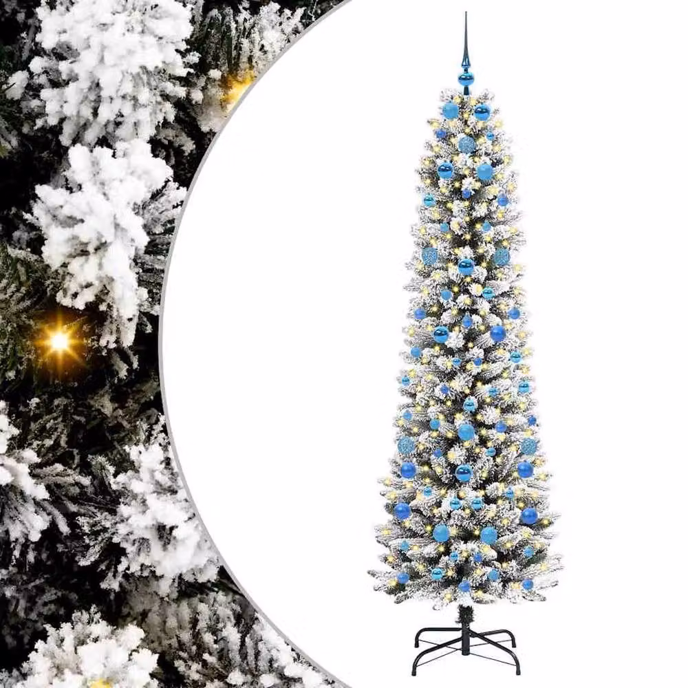Berkfield Home Artificial Christmas Tree with 300 LEDs in Green, White and Black, Height: 210 cm – 2
