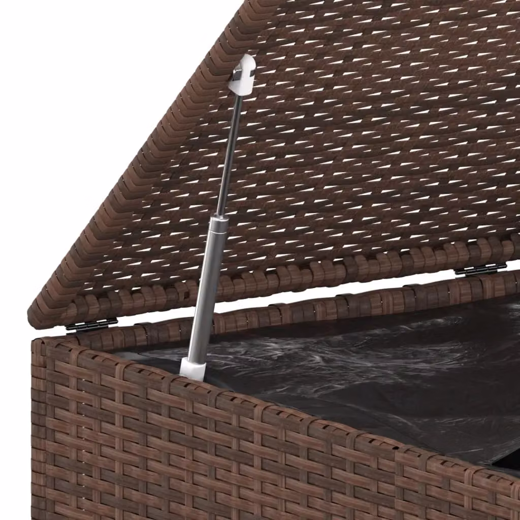 Berkfield Home Garden Brown PE Rattan Cushion Box, W: 145 cm, D: 100 cm, H: 103 cm – 2