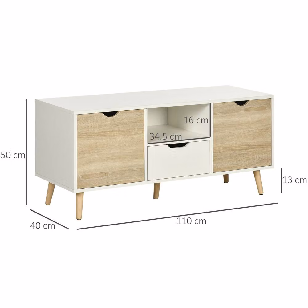 STILVORA Modern TV Unit with 2 Cupboards and 1 Drawer in Sand Matt Finish – 2