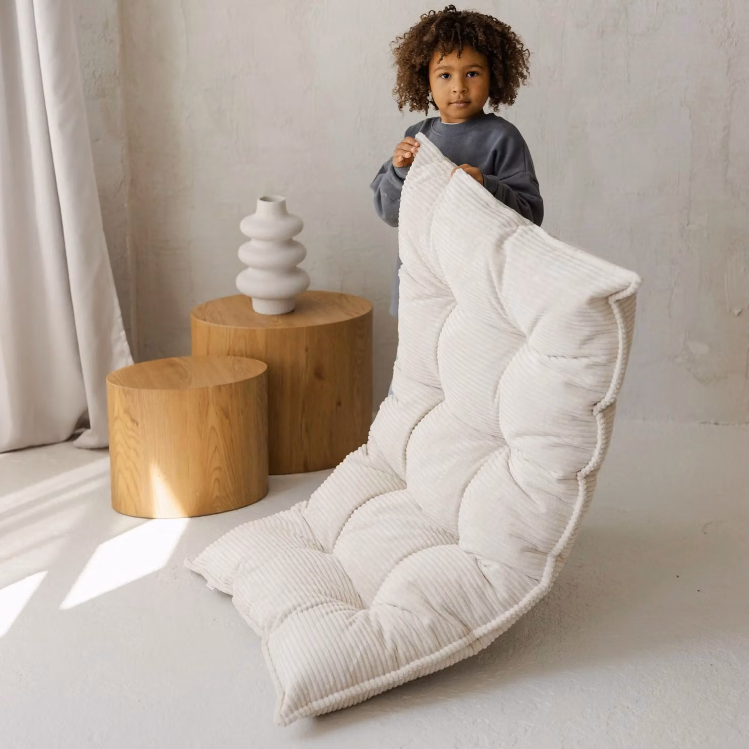 MiniCamp Corduroy Floor Cushion in Beige, W: 55 cm, L: 100 cm – 2