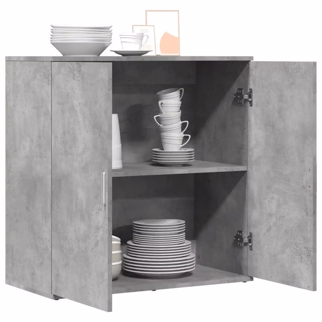 Berkfield Home Modern Sideboard in Concrete Grey, W/D/H: 79 x 38 x 80 cm – 2