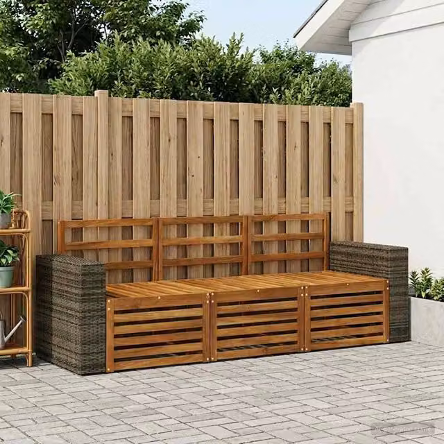 Berkfield Home 3-Piece Modern Garden Sofa Set in Brown Solid Acacia Wood – 1