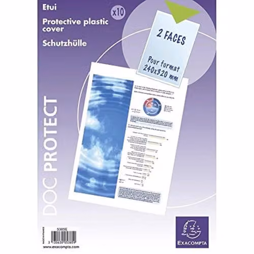 Exacompta Transparent PVC Single Protective Sleeves for A4 Documents, Pack of 10