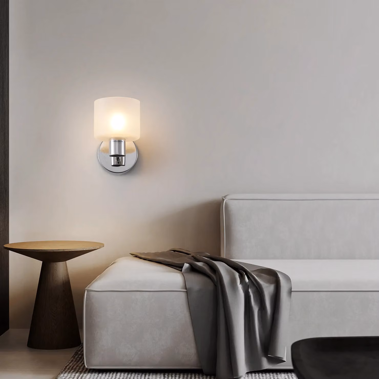 Harper Living Modern LED Dimmable Wall Light with Chrome Finish and Frosted Glass in Silver – 2