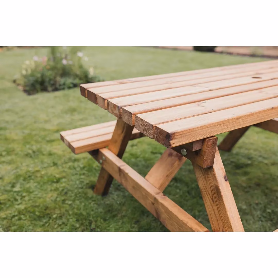 Churnet Valley Garden Furniture Ltd Valley Deluxe Picnic Table in Brown, W: 150 cm, D: 150 cm, H: 90 cm – 2