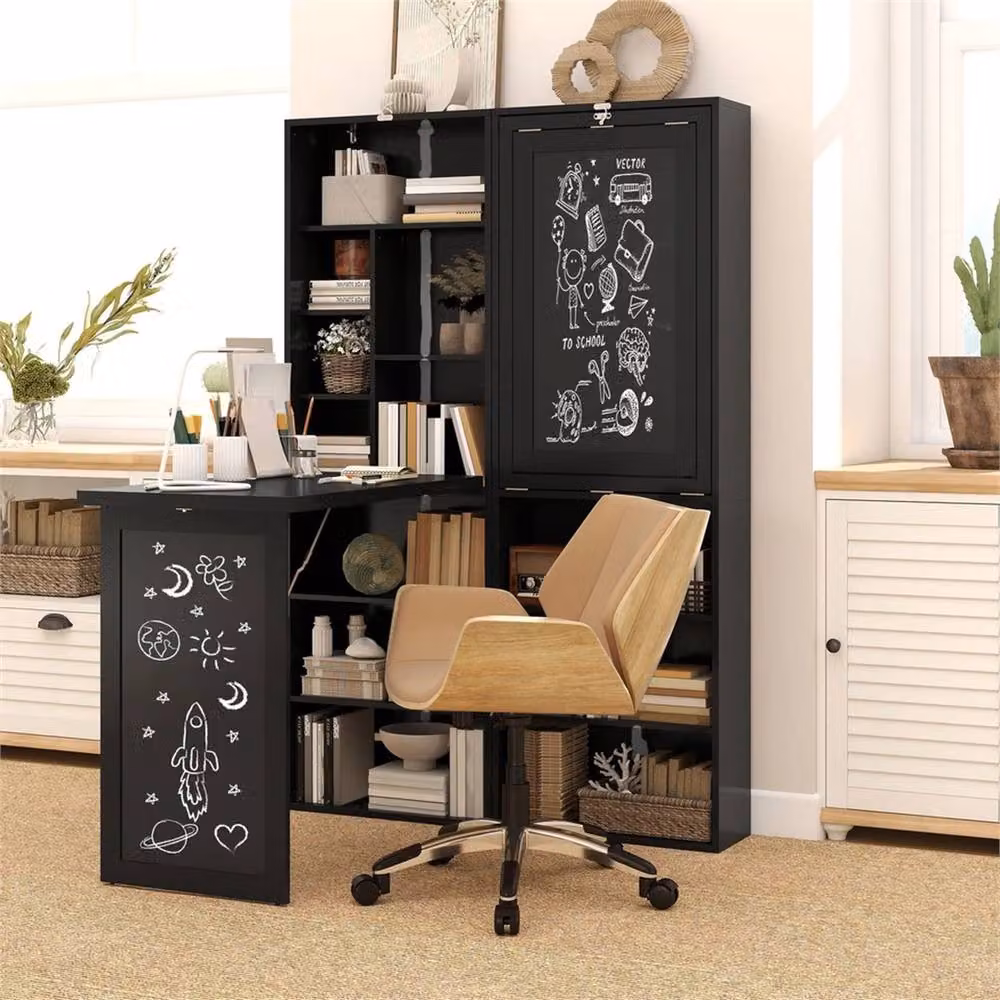 Nordara Convertible Desk with Blackboard Multi-function Workstation in Black – 5