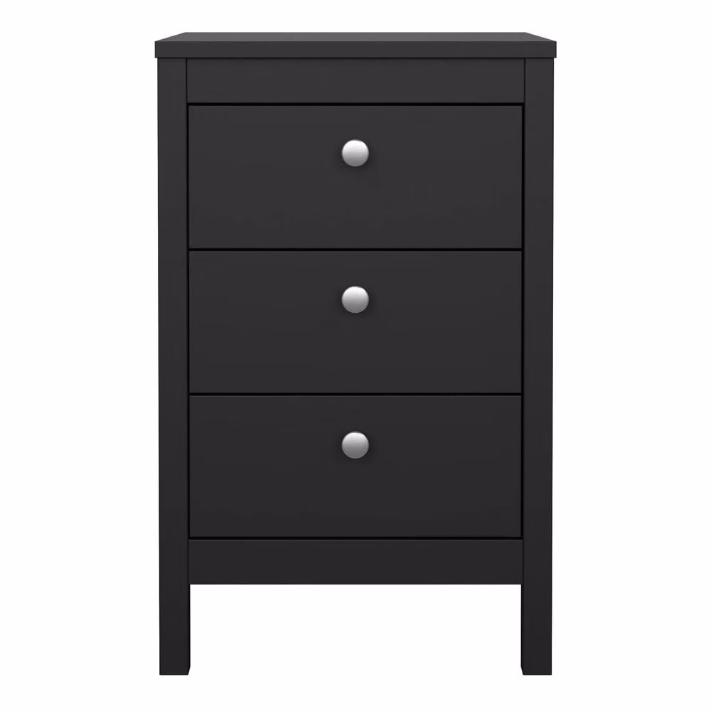 Furniture To Go Madrid 3-Drawer Bedside Table in Matt Black – 2