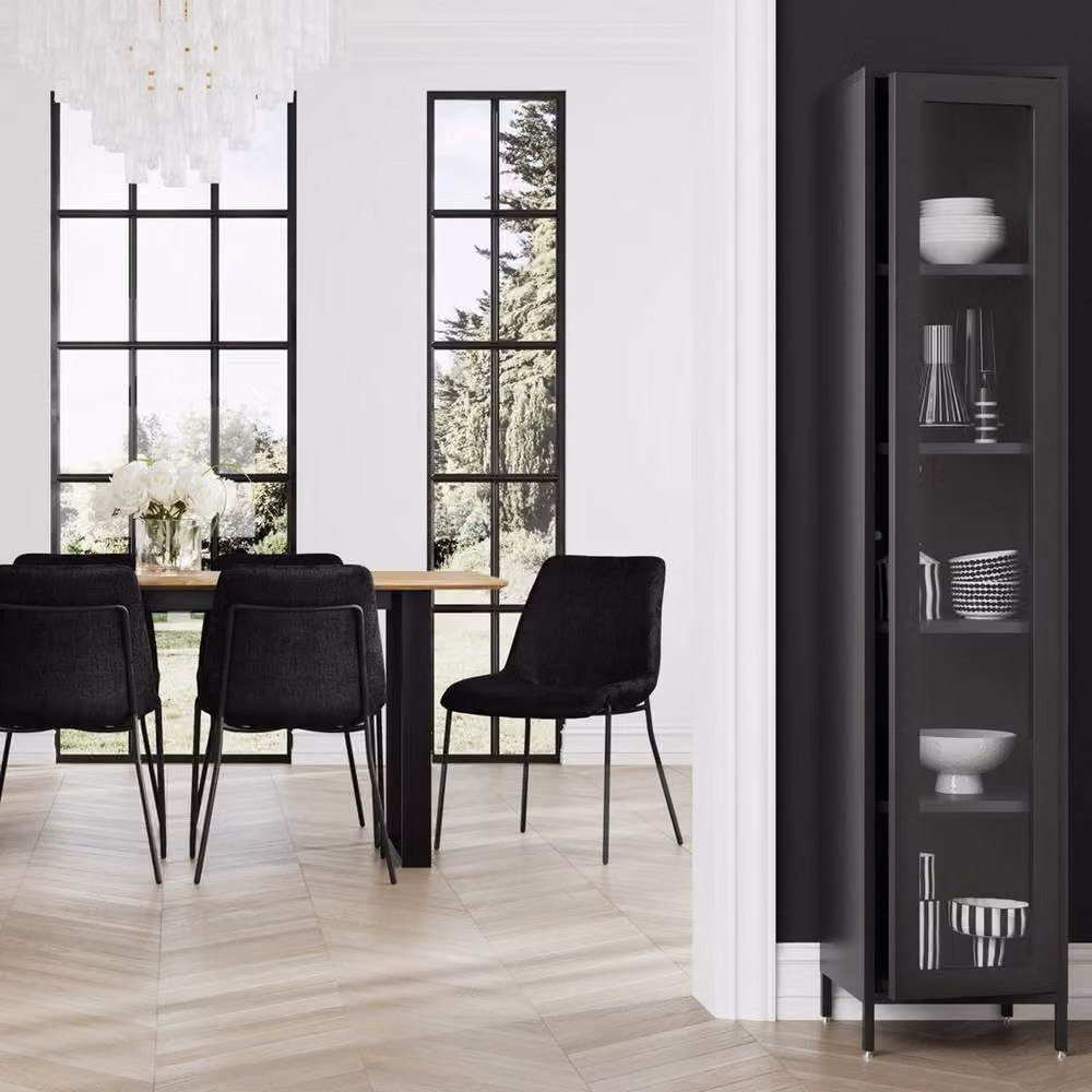 Lemon Pavilion Furniture Frank Storage Cabinet in Black Metal and Glass with Glass Doors, H: 180.5 cm, W: 37.0 cm, D: 35.0 cm – 4