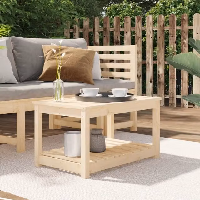 Berkfield Home Rustic Solid Wood Pine Garden Table in Brown W/D/H: 82.5 x 50.5 x 45 cm – 1