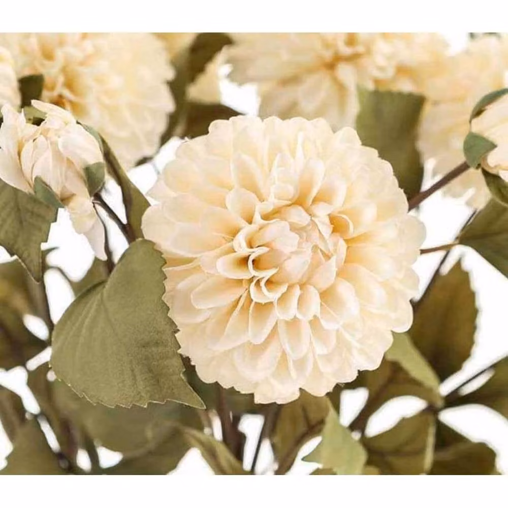 Lemon Pavilion White Dahlia Stem Artificial Plastic Plant, W28 x D28 x H62 cm – 2