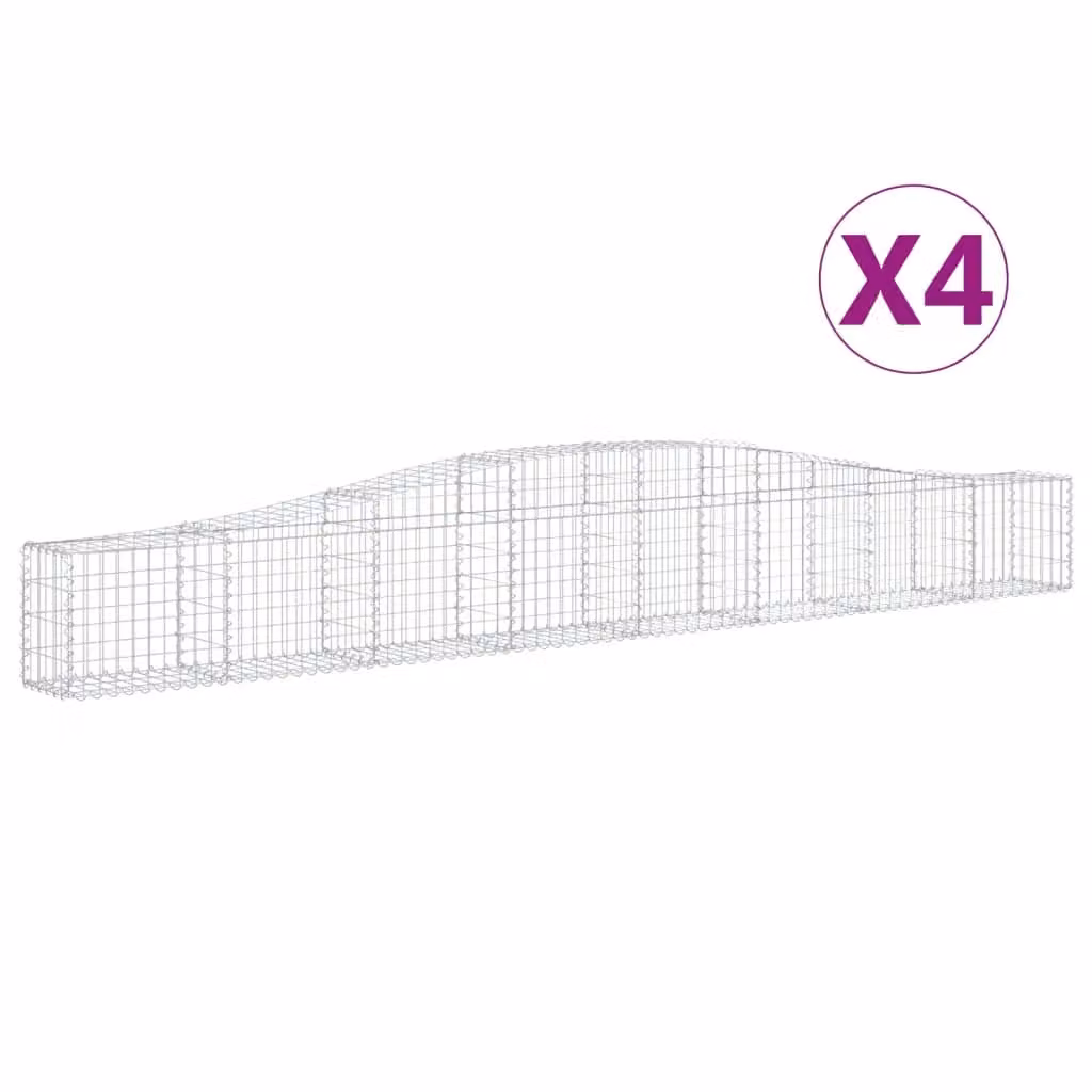 Berkfield Home Arched Gabion Baskets, 4 Piece Set, Silver Galvanised Steel, W: 400 cm, D: 30 cm, H: 40-60 cm – 2