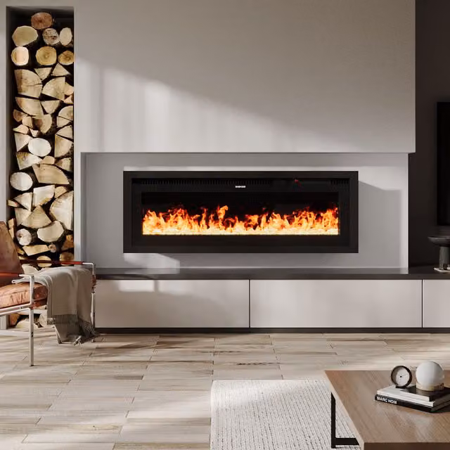 Living Star Electric Fireplace with Flame Colours and Remote Heat Control in Black, W: 106.68 cm