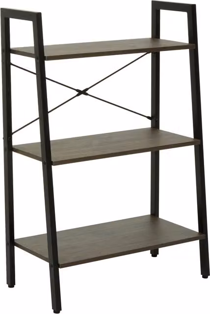 Orsina Three Tier Oak Veneer Ladder Shelf Unit in Dark Brown – 1