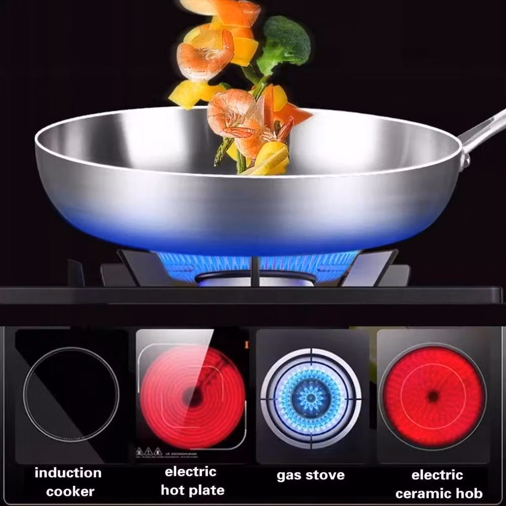 Ventryn Uncoated Stainless Steel Frying Pan with Removable Handle, Silver, Diameter: 26 cm – 2