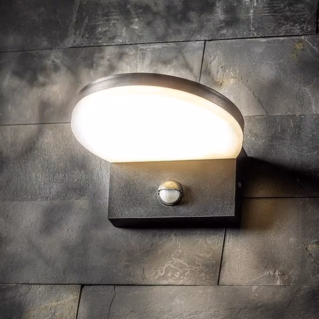 CGC Lighting Aubrey Curved PIR Motion Sensor LED Outdoor Wall Light in Black