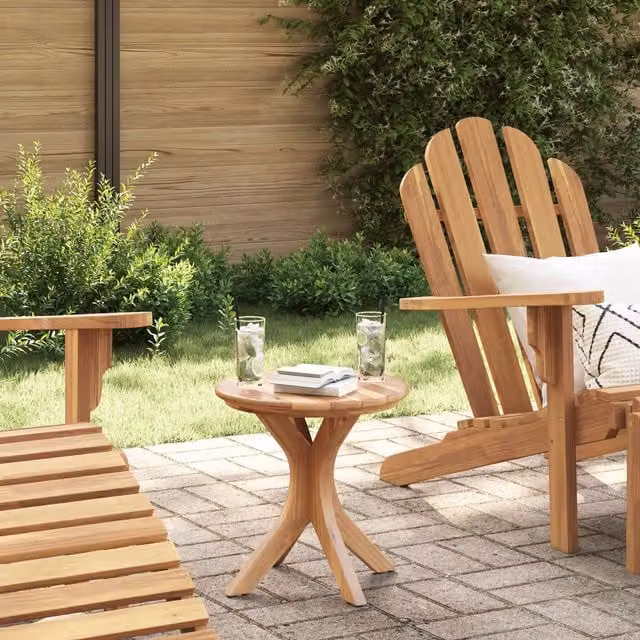 Berkfield Home Garden Side Table in Brown Oiled Solid Teak Wood, W/D/H: 40 x 40 x 41 cm