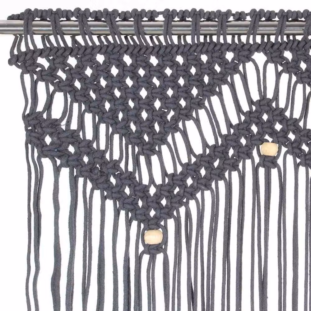 Berkfield Home Macrame Curtain in Anthracite Grey, W/H: 140 x 240 cm – 2