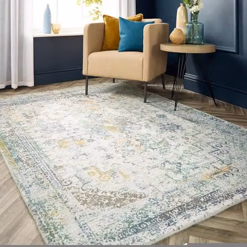 Phoenox Textiles Limited Origins Vogue Oriental Rug in Blue and Ochre, W/D: 120 x 170 cm – 2