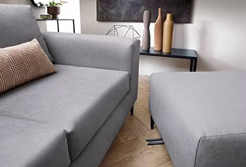 Abakus Direct Capri Reversible L-Shape Corner Sofa with Matching Ottoman in Cool Grey – 4