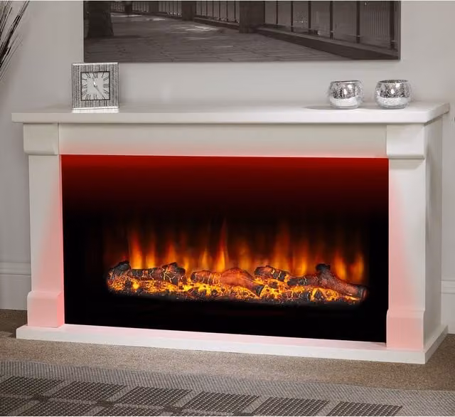 Suncrest Bradbury Electric Suite in Textured White and High Gloss Black